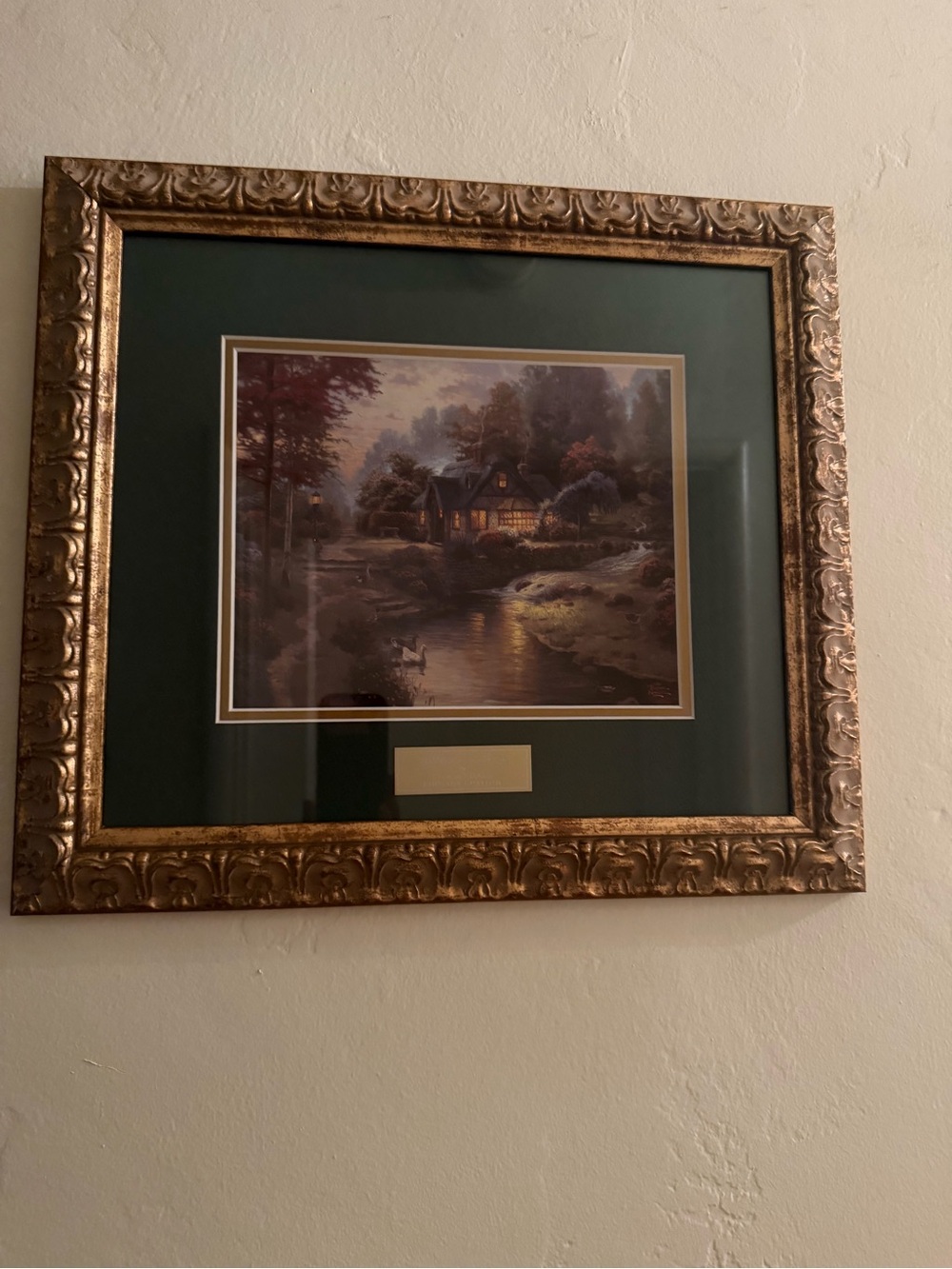 Vintage Thomas Kinkade Framed Stillwater Cottage 18x16